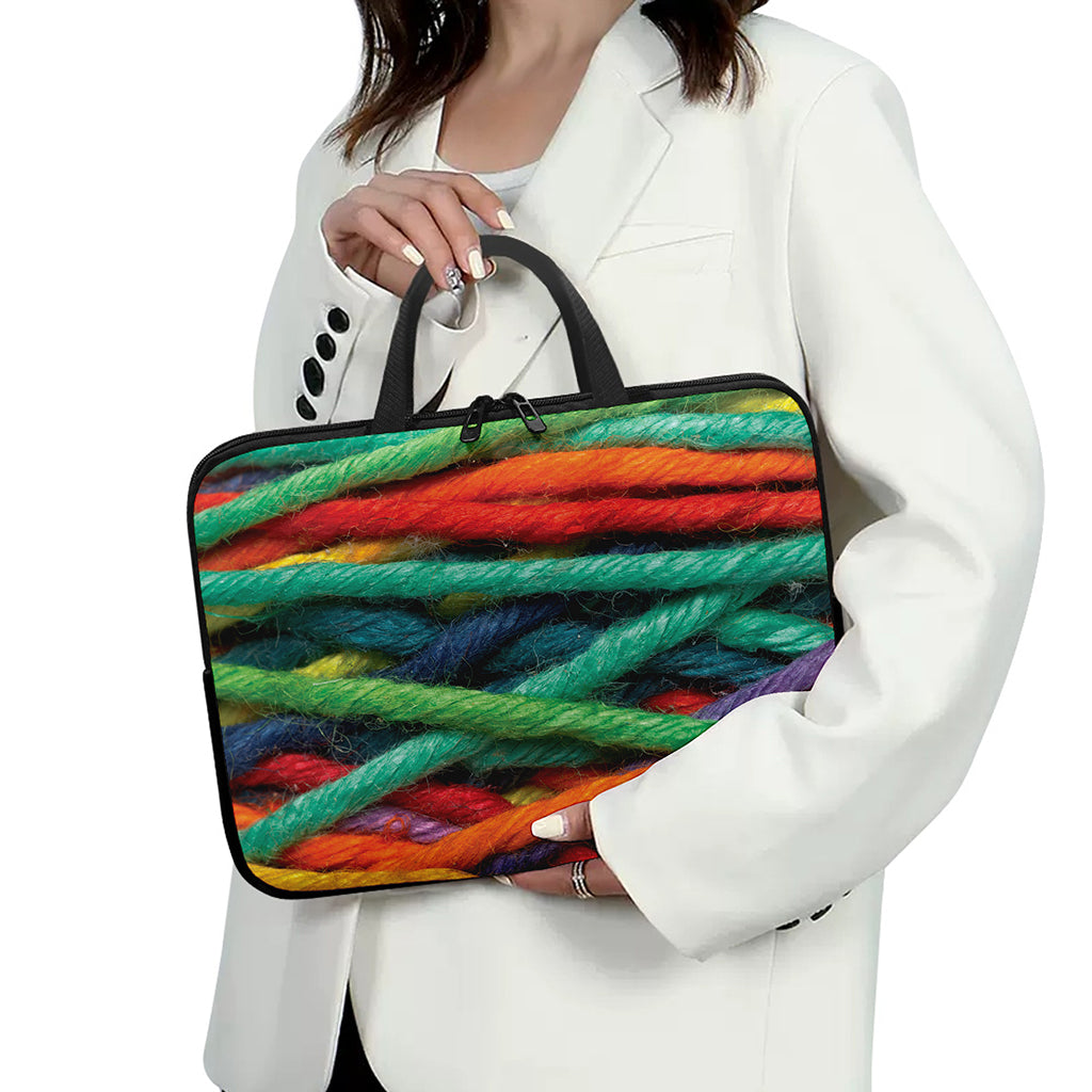 Colorful Yarn Print Laptop Sleeve With Handle