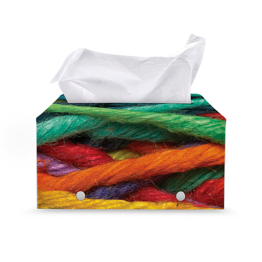 Colorful Yarn Print Leather Tissue Box Cover