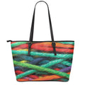 Colorful Yarn Print Leather Tote Bag With Zipper