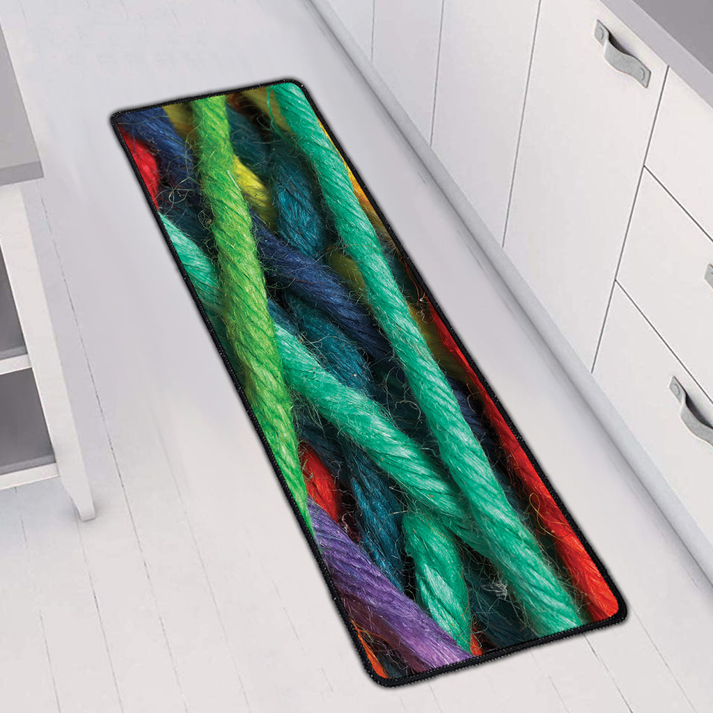 Colorful Yarn Print Long Kitchen Mat