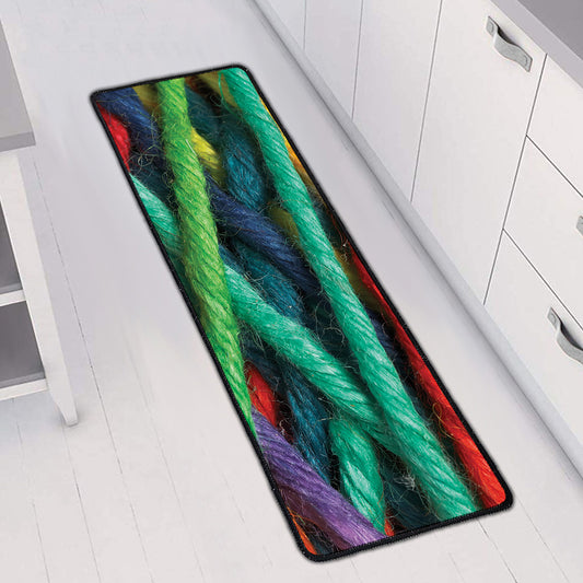 Colorful Yarn Print Long Kitchen Mat