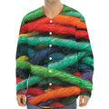 Colorful Yarn Print Long Sleeve Baseball Jersey