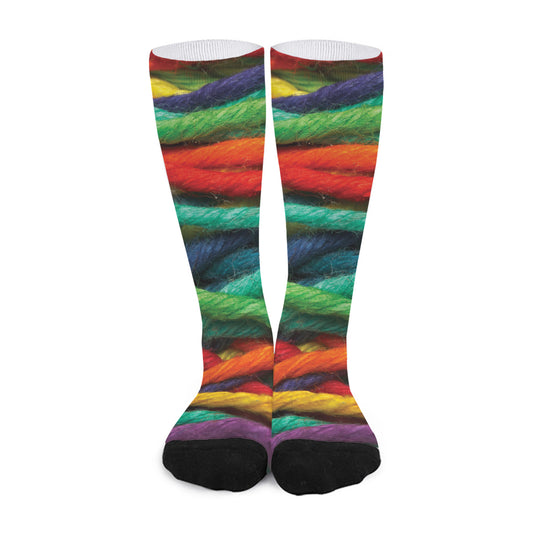 Colorful Yarn Print Long Socks