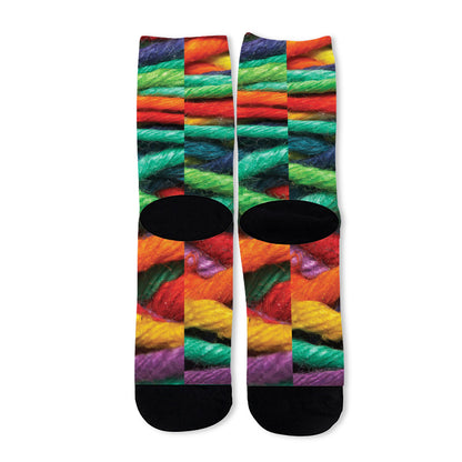 Colorful Yarn Print Long Socks