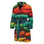 Colorful Yarn Print Men's Bathrobe