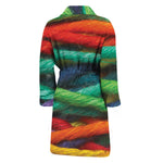 Colorful Yarn Print Men's Bathrobe