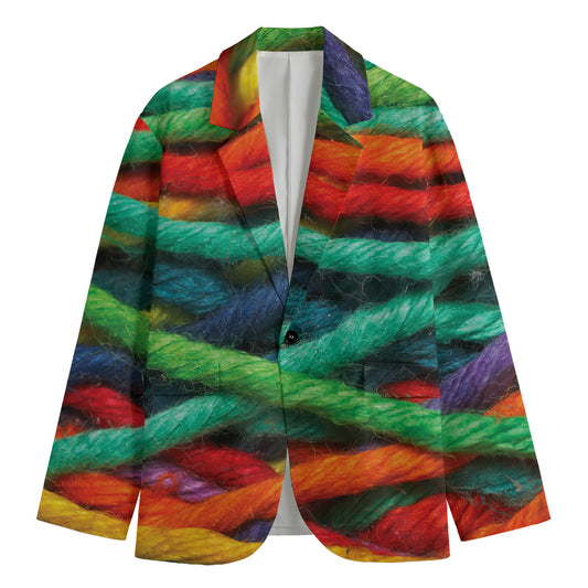 Colorful Yarn Print Men's Blazer