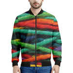 Colorful Yarn Print Men's Bomber Jacket