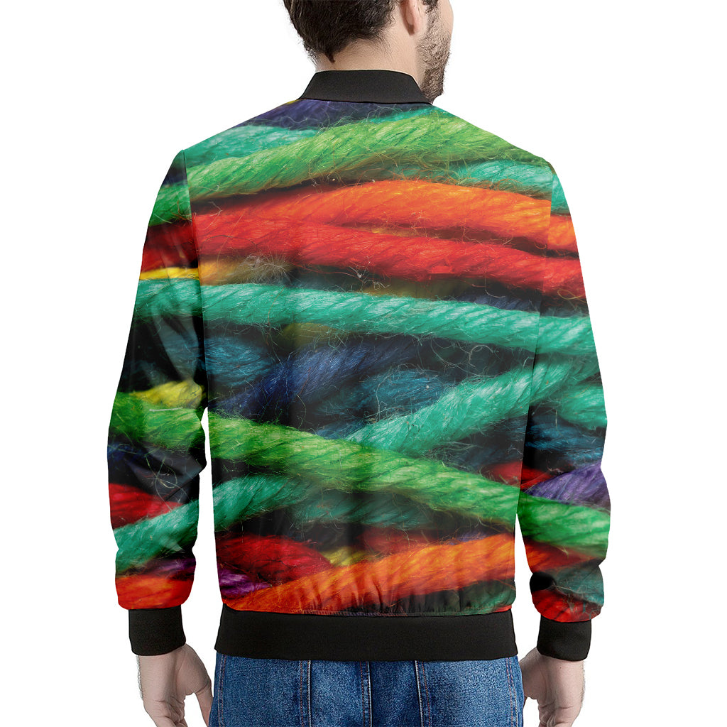 Colorful Yarn Print Men's Bomber Jacket