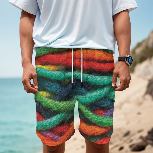 Colorful Yarn Print Men's Cargo Shorts