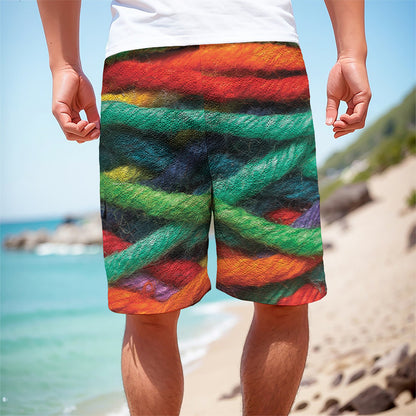 Colorful Yarn Print Men's Cargo Shorts