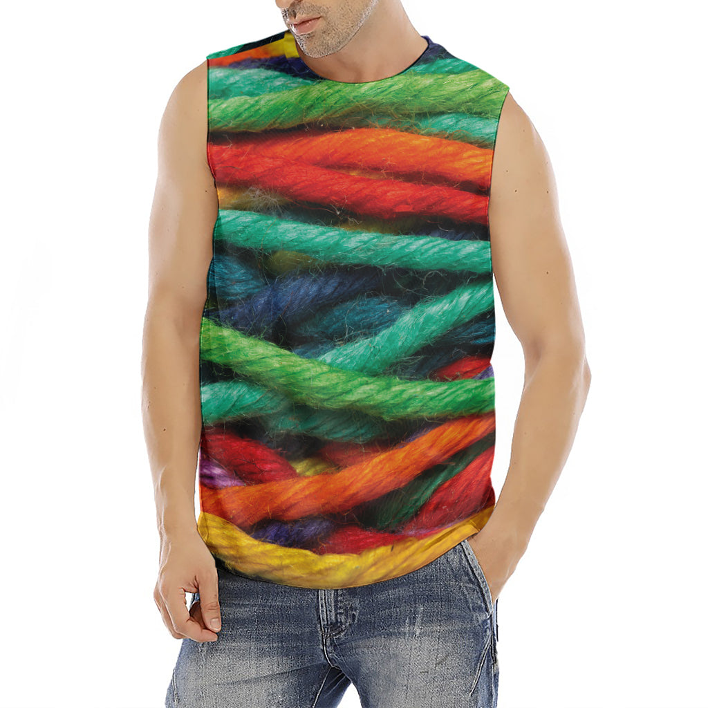 Colorful Yarn Print Men's Fitness Tank Top