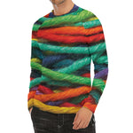 Colorful Yarn Print Men's Long Sleeve Rash Guard