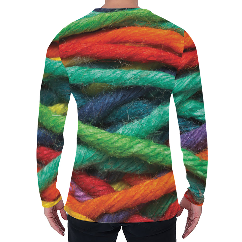 Colorful Yarn Print Men's Long Sleeve T-Shirt