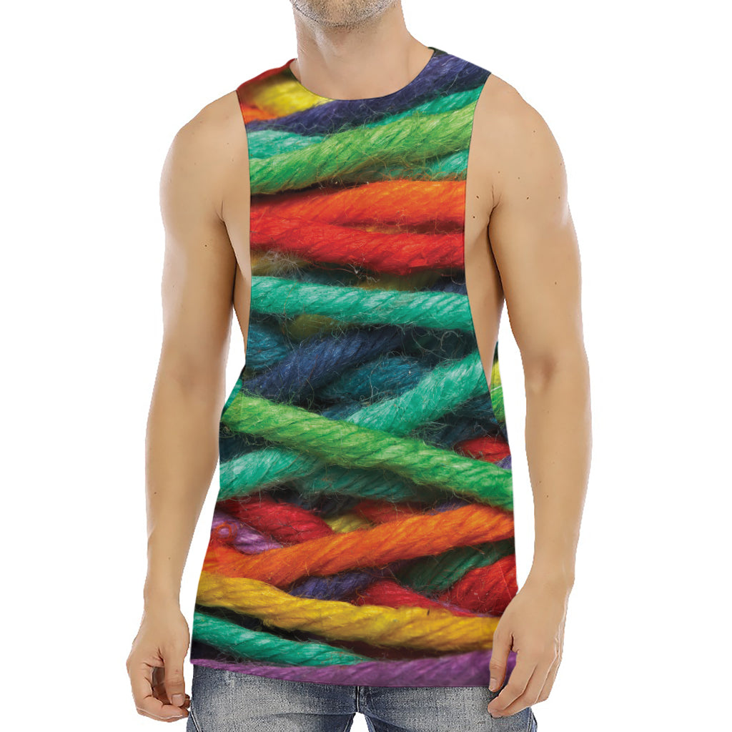 Colorful Yarn Print Men's Muscle Tank Top