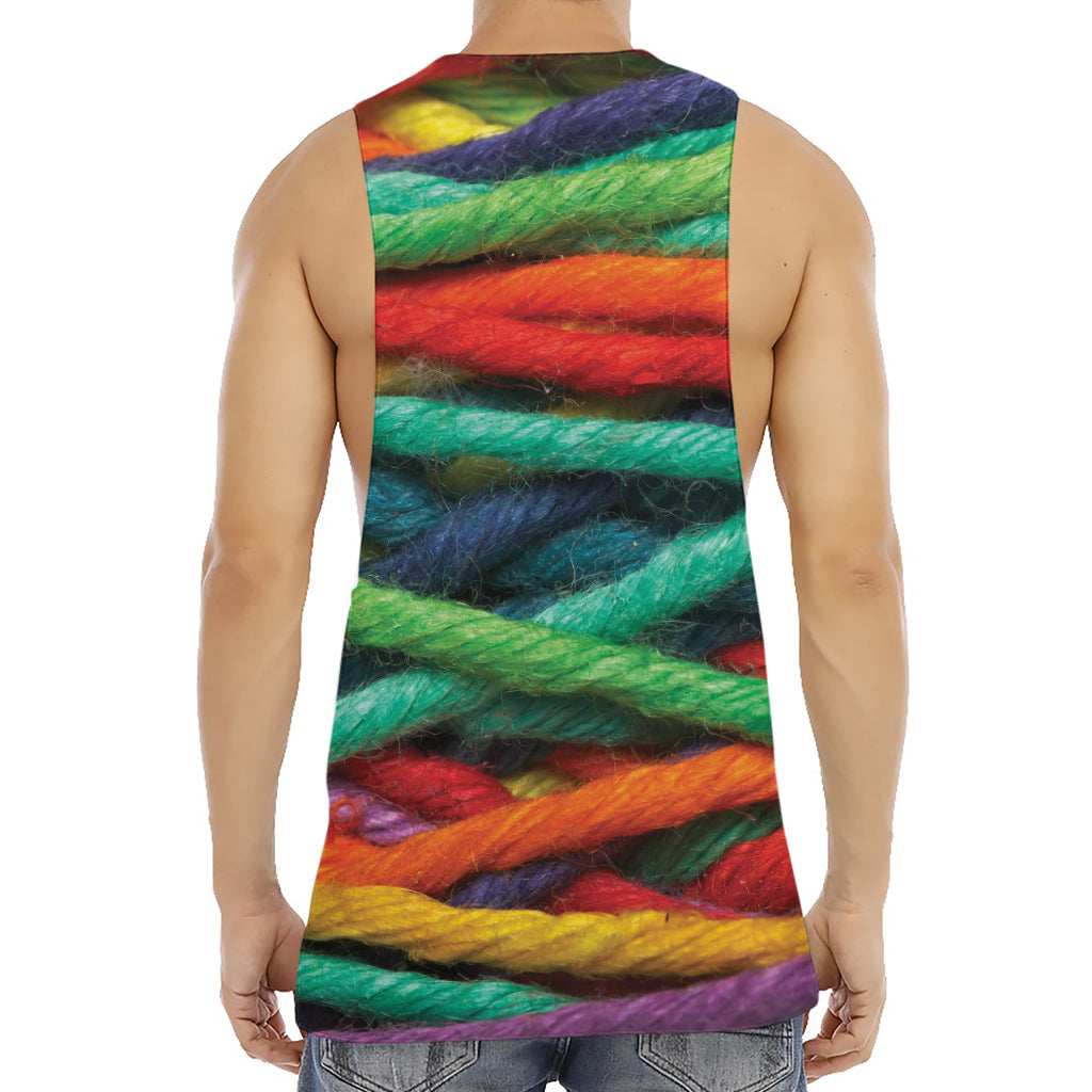 Colorful Yarn Print Men's Muscle Tank Top