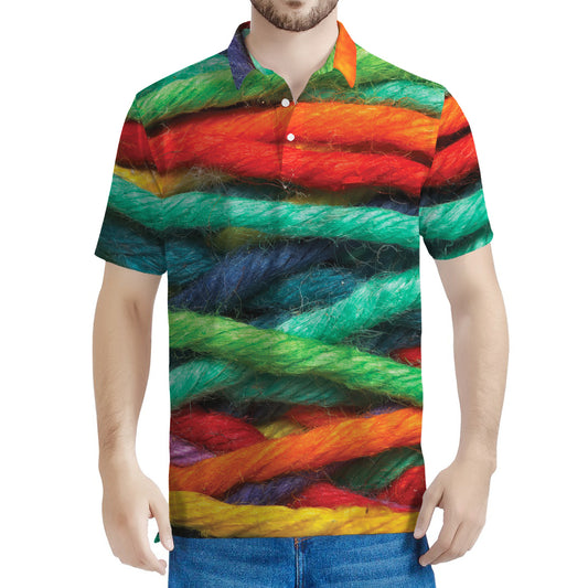 Colorful Yarn Print Men's Polo Shirt