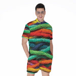 Colorful Yarn Print Men's Rompers
