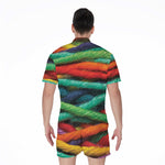 Colorful Yarn Print Men's Rompers