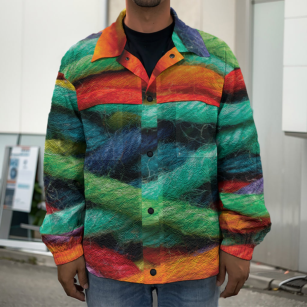 Colorful Yarn Print Men's Shirt Jacket