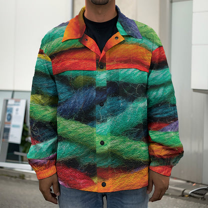 Colorful Yarn Print Men's Shirt Jacket