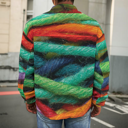 Colorful Yarn Print Men's Shirt Jacket
