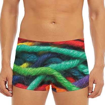 Colorful Yarn Print Men's Short Boxer Briefs