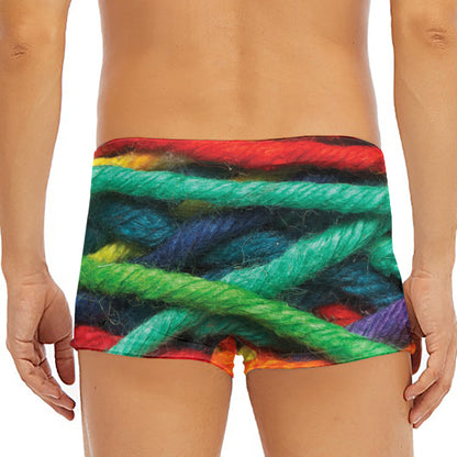Colorful Yarn Print Men's Short Boxer Briefs