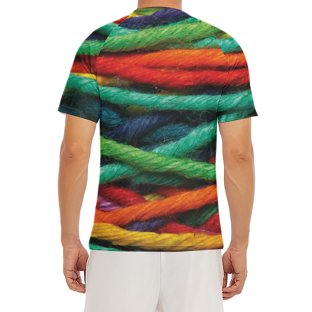Colorful Yarn Print Men's Short Sleeve Rash Guard