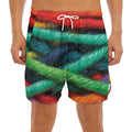 Colorful Yarn Print Men's Split Running Shorts