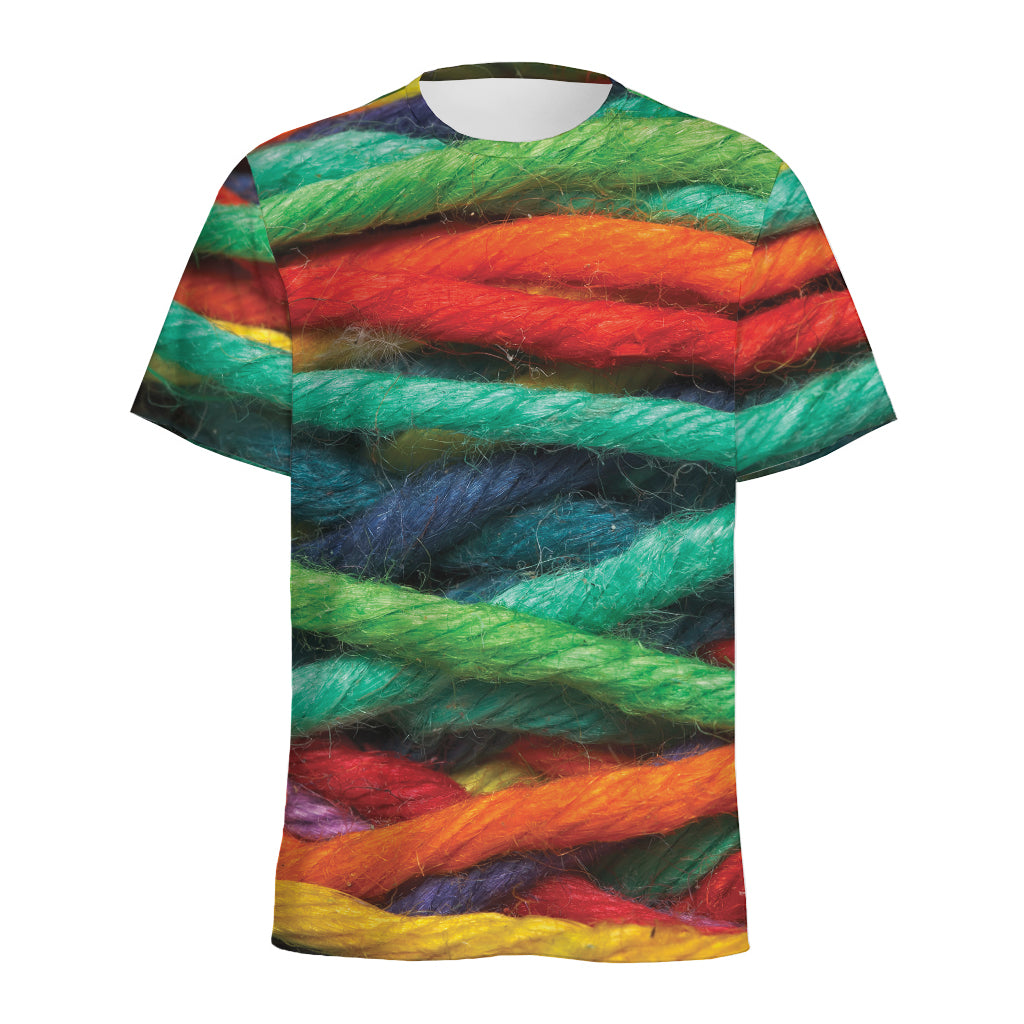 Colorful Yarn Print Men's Sports T-Shirt