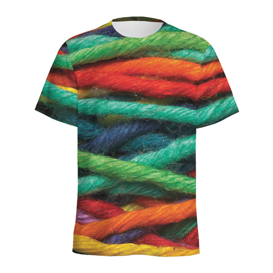 Colorful Yarn Print Men's Sports T-Shirt