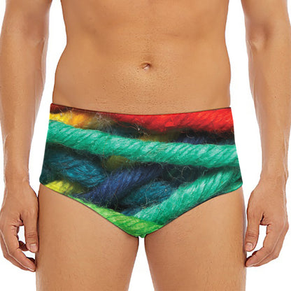 Colorful Yarn Print Men's Triangle Swim Briefs