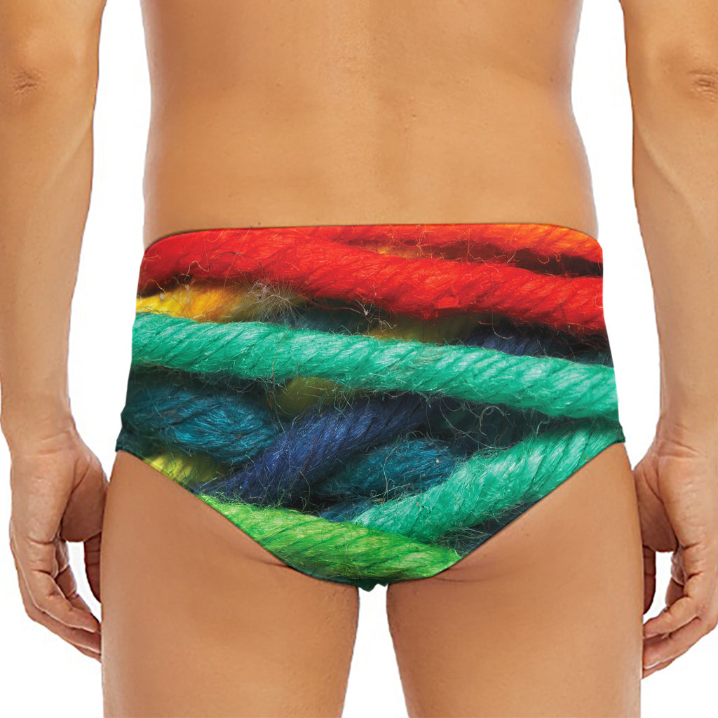 Colorful Yarn Print Men's Triangle Swim Briefs