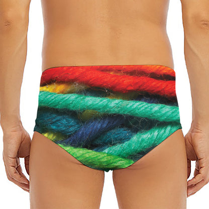 Colorful Yarn Print Men's Triangle Swim Briefs