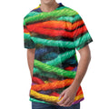 Colorful Yarn Print Men's Velvet T-Shirt