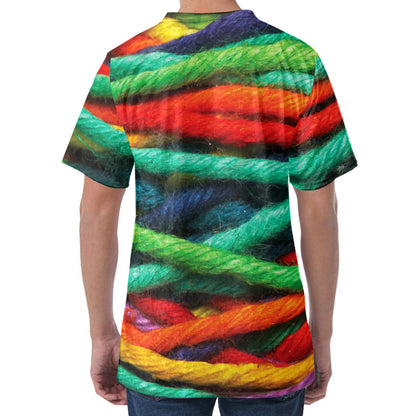 Colorful Yarn Print Men's Velvet T-Shirt