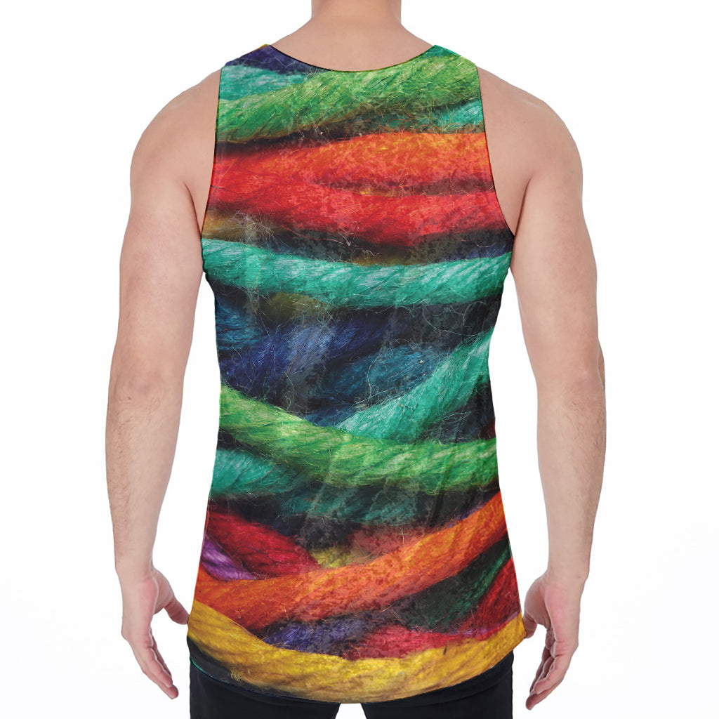 Colorful Yarn Print Men's Velvet Tank Top