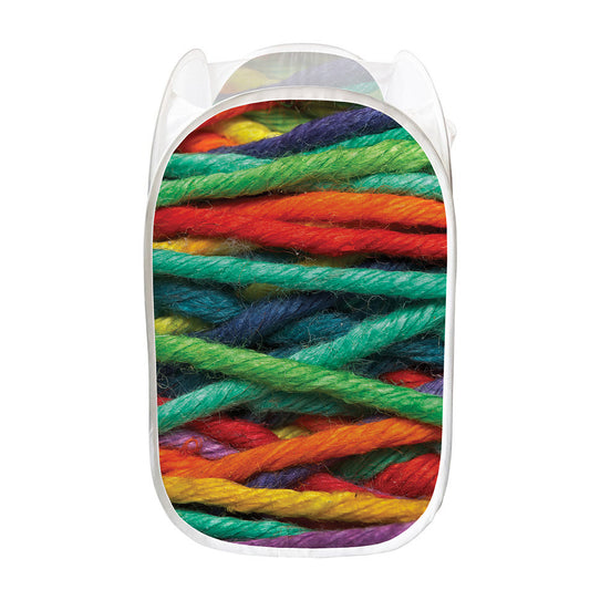 Colorful Yarn Print Mesh Laundry Hamper
