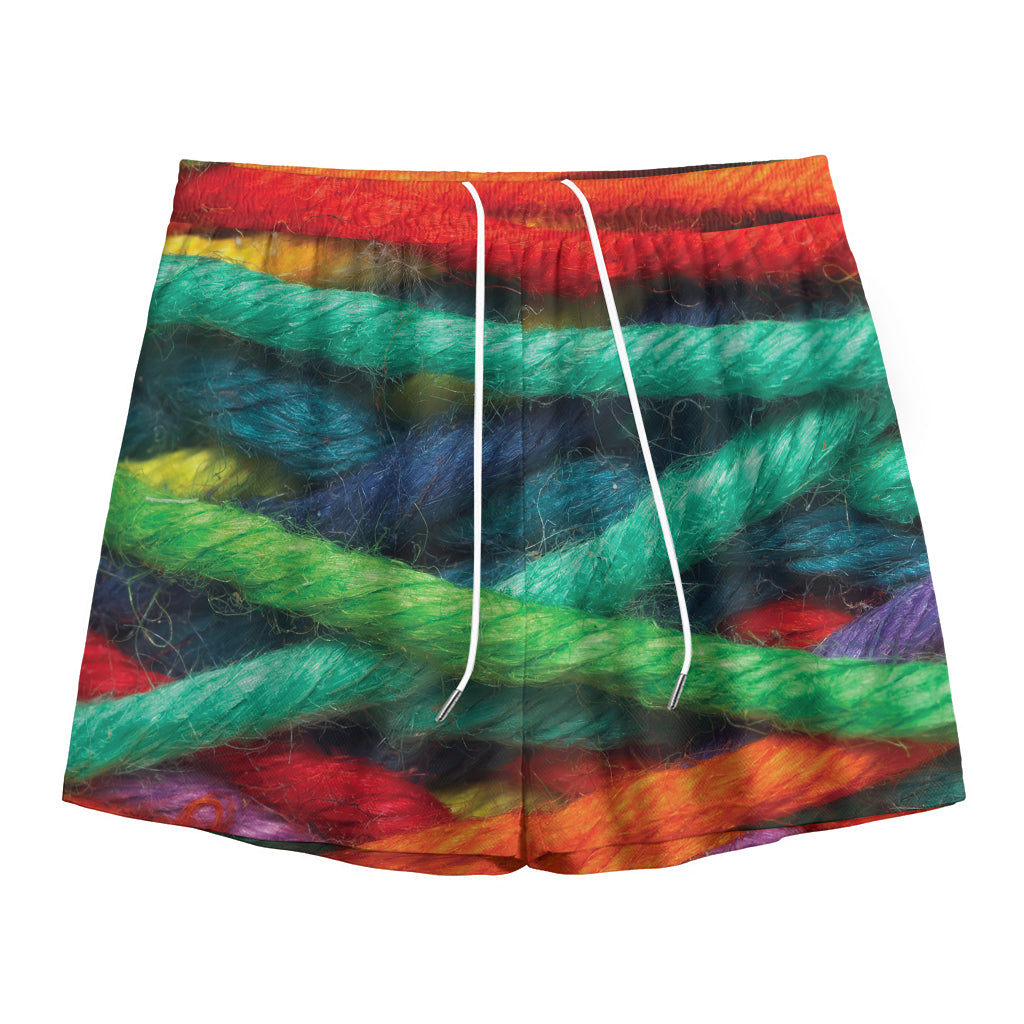 Colorful Yarn Print Mesh Shorts