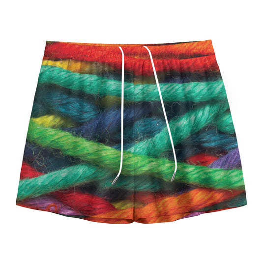 Colorful Yarn Print Mesh Shorts