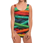 Colorful Yarn Print One Piece Swimsuit
