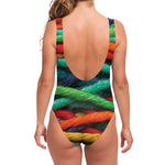 Colorful Yarn Print One Piece Swimsuit