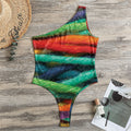 Colorful Yarn Print One Shoulder Bodysuit