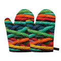 Colorful Yarn Print Oven Mitts