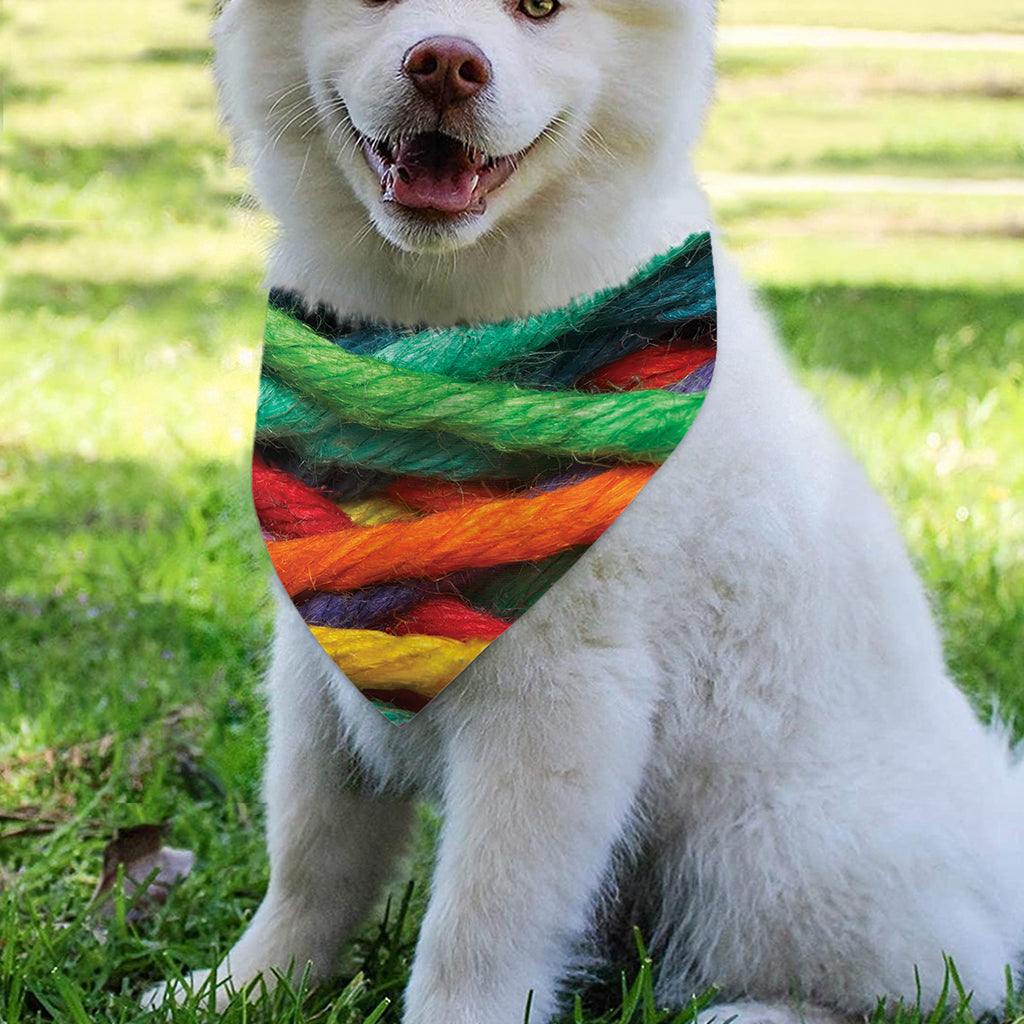 Colorful Yarn Print Over The Collar Dog Bandana