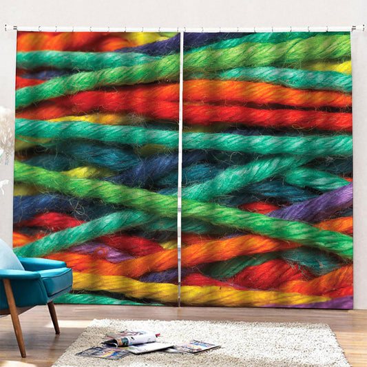 Colorful Yarn Print Pencil Pleat Curtains