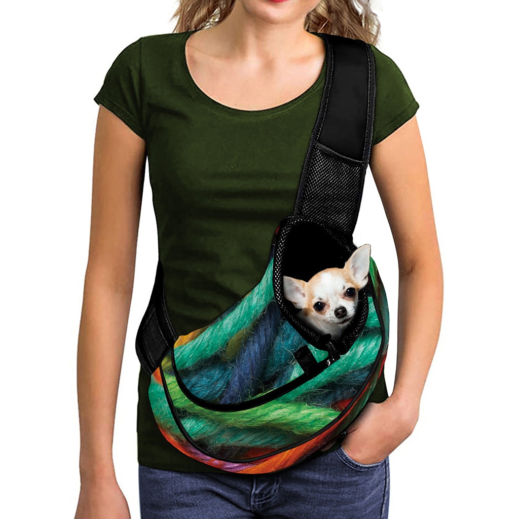 Colorful Yarn Print Pet Sling Carrier