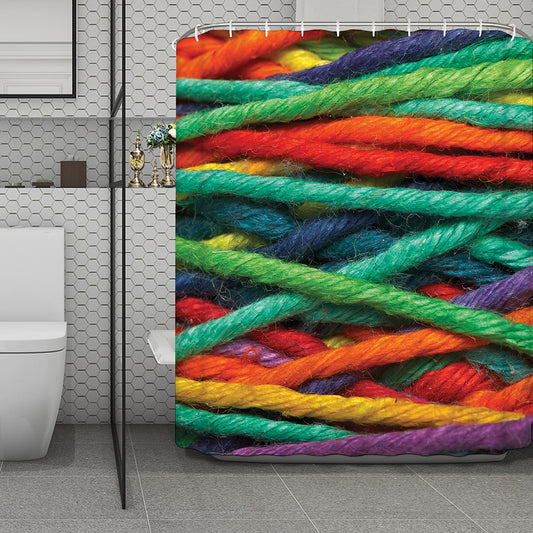 Colorful Yarn Print Polyester Shower Curtain
