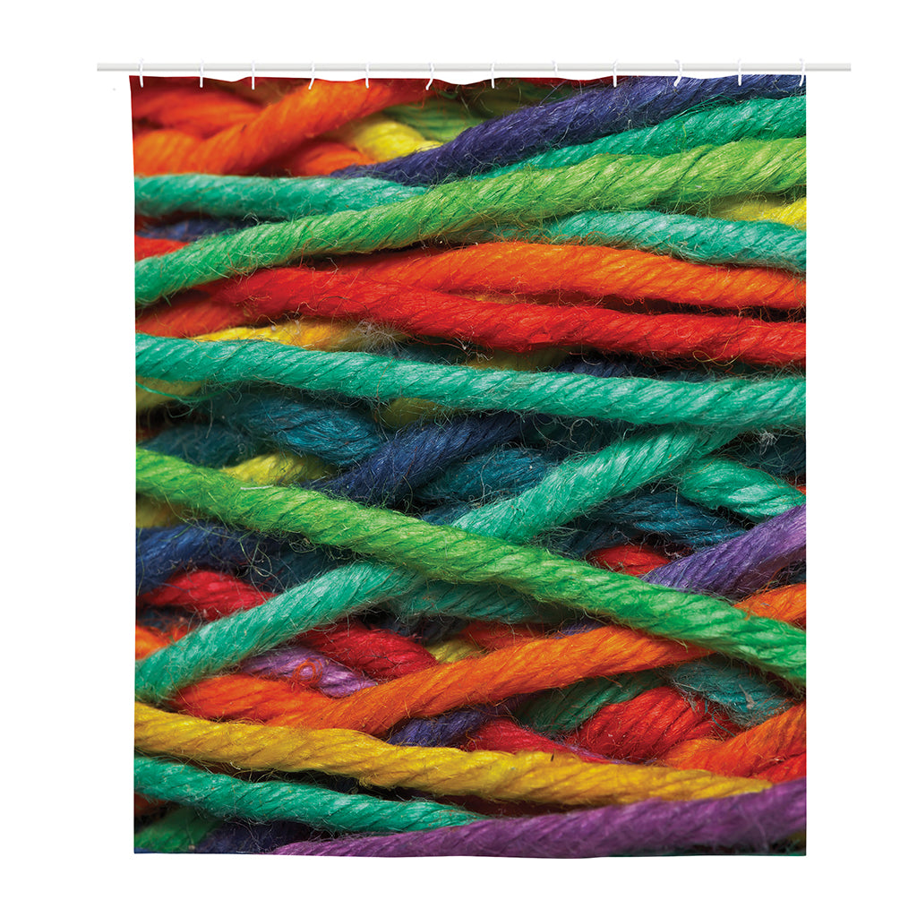 Colorful Yarn Print Polyester Shower Curtain